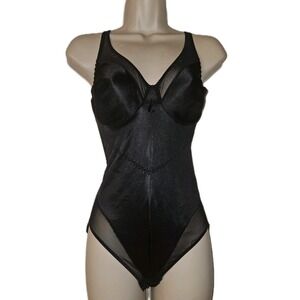 Vtg‎ Smooth Advantage By Smoothie Black Underwire Body Shaper Bodysuit Size 34C